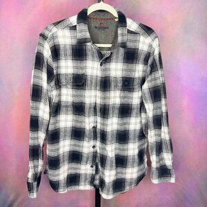 Woolrich Black and White Plaid 100% Cotton Shirt, Size XL